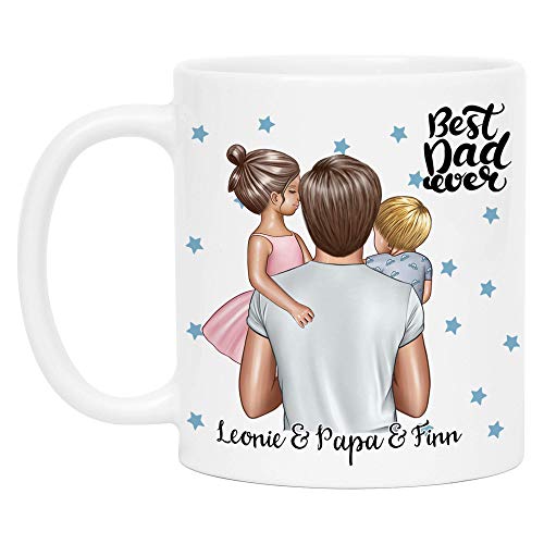 Kiddle-Design Vater Kind Tasse Personalisiert Name und Frisur Papa Kinder Tochter Sohn Baby Geschenk Kaffeetasse für Väter Vatertag Geschenk von Kiddle-Design