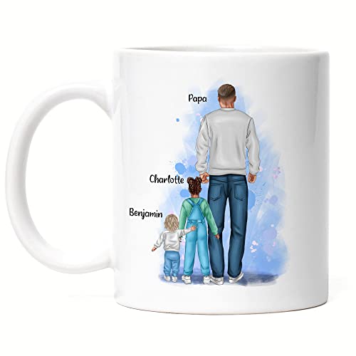 Kiddle-Design Vater Kind Tasse Personalisiert Vatertagsgeschenk Name Papa Kinder Sohn Baby Tochter Geschenk Kaffeetasse für Väter Vatertag von Kiddle-Design