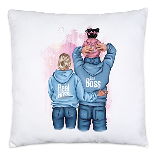 Kiddle-Design Vater Mutter Kind Kissen inkl. Füllung Vatertagsgeschenk Personalisiert Papa Mama Baby Sohn Tochter Muttertag Vatertag Geburtstag von Kiddle-Design