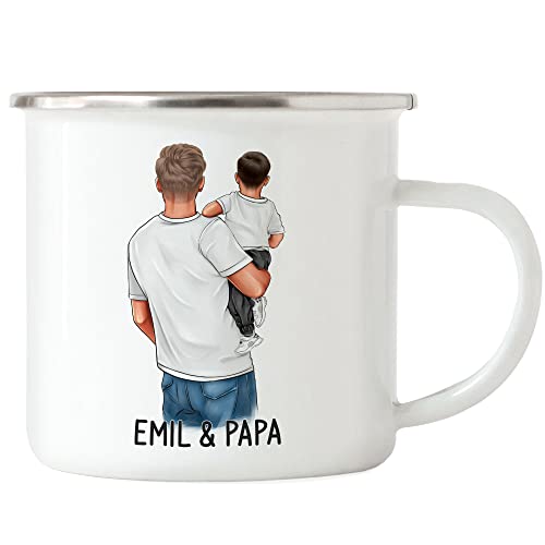 Kiddle-Design Vater Sohn Emaille Tasse Vatertagsgeschenk Personalisiert Papa Kinder Baby Sohn Geschenk Väter Vatertag Herrentag Geburtstag von Kiddle-Design