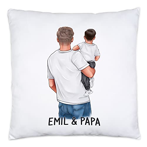 Kiddle-Design Vater Sohn Kissen inkl. Füllung Vatertagsgeschenk Personalisiert Papa Baby Sohn Geschenk Vatertag Herrentag Geburtstag von Kiddle-Design