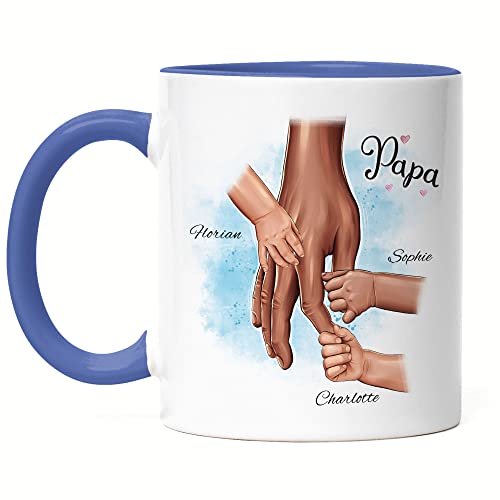 Kiddle-Design Vater Tasse Blau Vatertag Personalisiert für Papa Sohn Tochter Baby Geschenk Kinder Väter Geschenk Papatag von Kiddle-Design