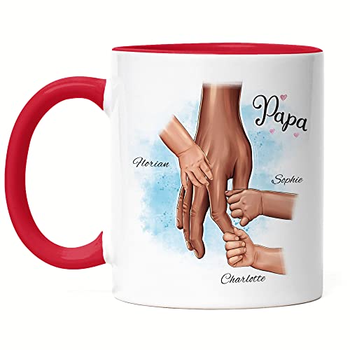 Kiddle-Design Vater Tasse Rot Vatertag Personalisiert für Papa Sohn Tochter Baby Geschenk Kinder Väter Geschenk Papatag von Kiddle-Design