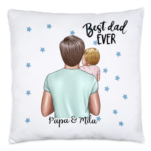 Kiddle-Design Vater Tochter Kissen inkl. Füllung Personalisiert Name Papa Kinder Baby Tochter Geschenk für Väter Vatertag Vatertagsgeschenk von Kiddle-Design