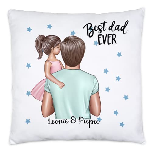 Kiddle-Design Vater Tochter Kissen inkl. Füllung Personalisiert Name Papa Kinder Tochter Geschenk für Väter Vatertag Vatertagsgeschenk von Kiddle-Design