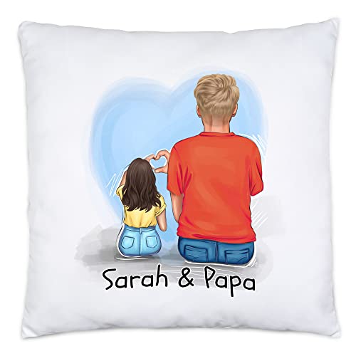 Kiddle-Design Vater Tochter Kissen inkl. Füllung Personalisiert Vatertagsgeschenk Papa Kinder Baby Sohn Tochter Name Geschenk Väter Vatertag Papatag von Kiddle-Design