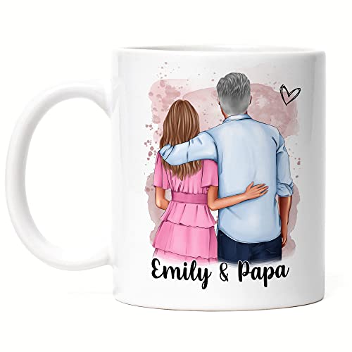 Kiddle-Design Vater Tochter Tasse Personalisiert Papa Geschenk Vatertag Geburtstag Vatertagsgeschenk bester Papa Stiefvater Bonuspapa Opa von Kiddle-Design