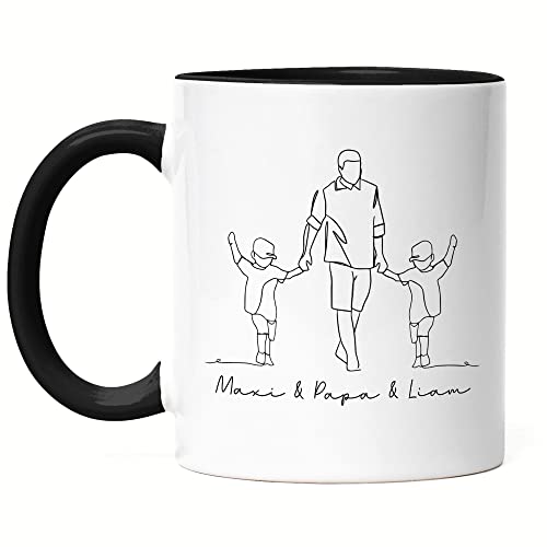 Kiddle-Design Vater und Söhne Tasse Schwarz Personalisiert Line Art Papa Kind Sohn Vatertagsgeschenk Namen Vatertag Geburtstag Kiddle-Design Vater und Söhne Tasse Schwarz Personalisiert Line Art Papa Kind Sohn Vatertagsgeschenk Namen Vatertag Geburtstag von Kiddle-Design