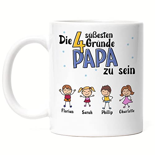 Kiddle-Design Vatertag Tasse 4 Gründe Papa zu sein Vatertagsgeschenk mit Spruch Geschenk von Kindern für Vater Geburtstag Vatertagstasse von Kiddle-Design