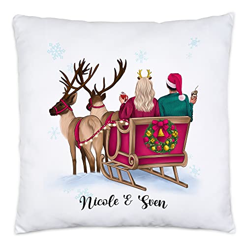 Kiddle-Design Weihnachtskissen Personalisiert Pärchen Kissen Idee Geschenk Freund & Freundin Paar Couple Persönlich Weihnachten Nikolaus Liebeskissen von Kiddle-Design