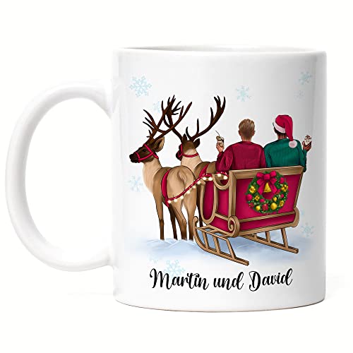 Kiddle-Design Weihnachtstasse Personalisiert Freunde Tasse Idee Geschenk Vater Sohn Best Friends Persönlich Weihnachten Nikolaus von Kiddle-Design