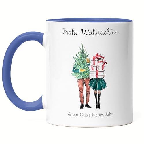 Kiddle-Design Weihnachtstasse Personalisiert Pärchen Tasse Blau Idee Geschenk Paar Couple Persönliche Freund & Freundin Nikolaus Weihnachten Liebestasse von Kiddle-Design