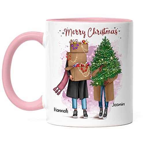 Kiddle-Design Weihnachtstasse Personalisiert Tasse Rosa Bff Idee Geschenk Beste Freundin Persönliche Freundschaftstassen Freundin Weihnachten Nikolaus Soulmate von Kiddle-Design