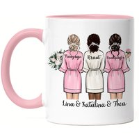 2 Brautjungfern Tasse Rosa Personalisiert Name Trauzeugin Brautjungfer & Braut Frage Danke-Geschenk 3 Freundinnen Brautparty von KiddleDesign