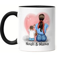 Mutter Sohn Tasse Schwarz Muttertag Personalisiert Name Und Frisur Mama Geschenk Kinder Kaffeetasse Für Mütter von KiddleDesign