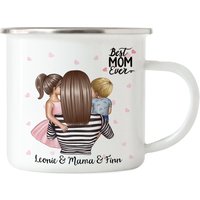 Mutter & Kind Emaille-Tasse Personalisiert Mit Namen Muttertag Sohn Tochter Baby Geburtstag Geschenk Beste Mama Oma Individuelle Tasse von KiddleDesign