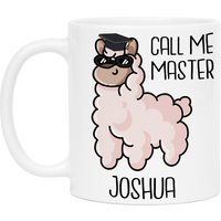 Tasse "Call Me Master" Master Abschluss Absolvent Geschenk Personalisiert Name Geschenkidee Graduierung Kaffeetasse Alpaka Männer Frauen von KiddleDesign
