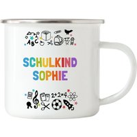Tasse Emaille Schulkind Trinkbecher Name Personalisiert Wunschname Kindertasse Einschulung Schulanfang Geschenk Jungs Mädchen von KiddleDesign