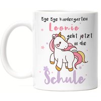 Tasse Schulkind Einhorn Einschulung Schulanfang Geschenk Trinkbecher Mit Name Personalisiert Wunschname 1. Schultag Emaille Keramik Mädchen von KiddleDesign