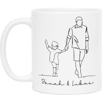 Tasse Vater Und Tochter Sohn Line Art Personalisiert Mit Namen Von Papa & Oder Vatertag Geschenk-Idee Familie Kinder von KiddleDesign