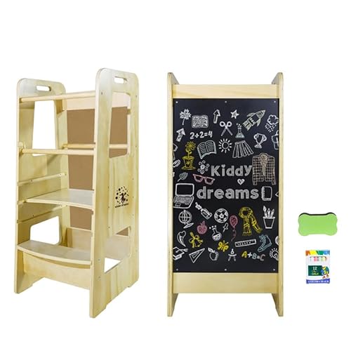 Kiddy dreams Lernturm Lernstuhl Kinderstuhl Küche Helper Learning Tower Kindertritt Montessori-Turm, mit Tafel von Kiddy dreams