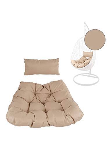 Kideo® Sitzkissen für Hängesessel, Swing Chair Kissen, Ersatzkissen, Wechselkissen, 2-teilig, beige, Hellbraun (Chester-Stepp, 7007 capucchino) von Kideo