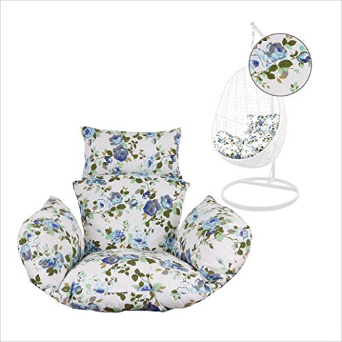 Kideo® Sitzkissen für Hängesessel, Swing Chair Kissen, Ersatzkissen, Wechselkissen, waschbar, 2-teilig, blau-weiß, Blumen (Nest, 1078 icerose) von Kideo