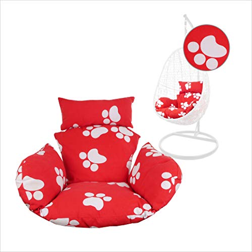 Kideo® Sitzkissen für Hängesessel, Swing Chair Kissen, Ersatzkissen, Wechselkissen, waschbar, 2-teilig, rot, Pfoten (Nest, 3011 paw) von Kideo