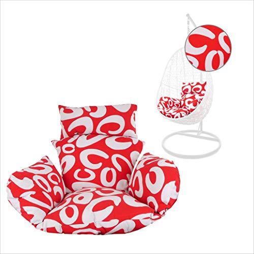 Kideo® Sitzkissen für Hängesessel, Swing Chair Kissen, Ersatzkissen, Wechselkissen, waschbar, 2-teilig, rot, weiß, Muster (Nest, 3012 Curly) von Kideo