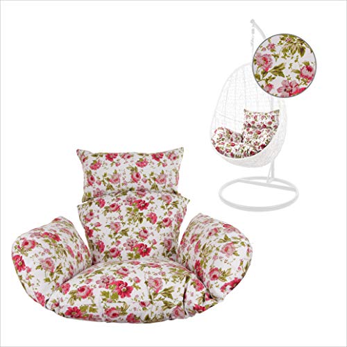 Kideo® Sitzkissen für Hängesessel, Swing Chair Kissen, Ersatzkissen, Wechselkissen, waschbar, 2-teilig, weiß rot, Rosen (Nest, 3761 Roses) von Kideo