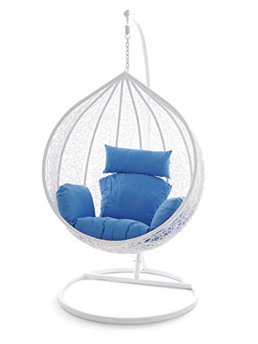 Kideo Swing Chair Hängesessel Hängestuhl Polyrattan Schwebesitz Loungesessel (blau) von Kideo