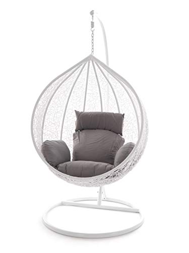 Swing Chair Hängesessel Hängestuhl Polyrattan Schwebesitz Loungesessel (grau) von Kideo