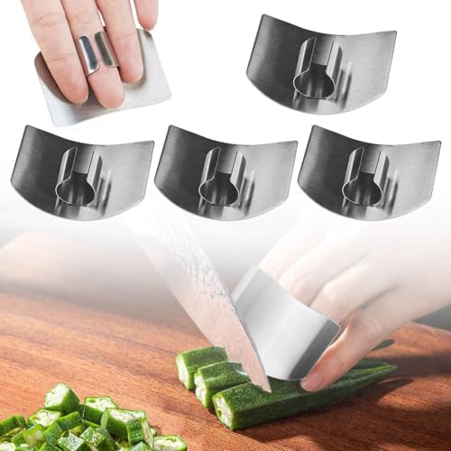 Kidmis Fingerschutz aus Edelstahl, Edelstahl-Fingerschutz zum Schneiden, Küchenfingerschutz, Küchenwerkzeuge zum Schutz Ihrer Finger und Fingernagelz, Stainless Steel Finger Guard (4 Pcs) von Kidmis