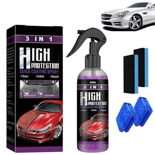 Kidmis High Protection 3in1 Spray, 3 in 1 High Protection Spray, 3-in-1 hoher schutz schnelles auto-beschichtung spray, Multi Functional Coating Renewal Agent, Auto Politur (1pc) von Kidmis