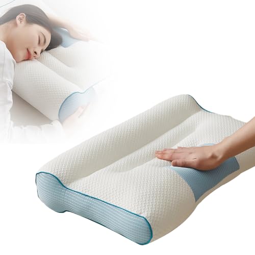 Kidmis Nackenkissen mit Gegenzug, Ergonomisches Nackenstützkissen, Zervikale Orthopädisches Kopfkissen für Nacken und Schulterschmerzen, Kopfkissen für Seiten und Rückenschläfer (1 Stück) von Kidmis