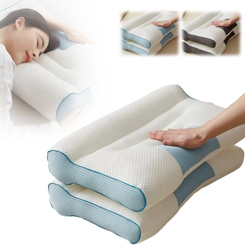 Kidmis Nackenkissen mit Gegenzug, Ergonomisches Nackenstützkissen, Zervikale Orthopädisches Kopfkissen für Nacken und Schulterschmerzen, Kopfkissen für Seiten und Rückenschläfer (2 Stück) von Kidmis