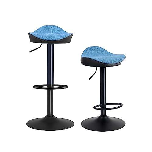 Kidol & Shellder Barhocker 2er Set Barstuhl Barstühle Schwarz Blau Fleece Teddy 360° höhenverstellbar aus PU und Metall für Zuhause Küche Theke Bistro von Kidol & Shellder