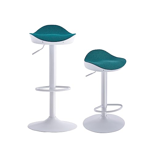 Kidol & Shellder Barhocker 2er Set Barstuhl Barstühle Weiß Grün Fleece Teddy 360° höhenverstellbar aus PU und Metall für Zuhause Küche Theke Bistro von Kidol & Shellder