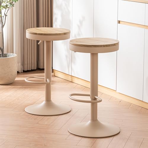 Kidol & Shellder Barhocker 2er Set Höhenverstellbar & 360° Drehbar – Runde Holzplatte auf Stabilem Metallgestell, für Küche/Bar/Wohnzimmer,Khaki Kidol & Shellder Barhocker 2er Set Höhenverstellbar & 360° Drehbar – Runde Holzplatte auf Stabilem Metallgestell, für Küche/Bar/Wohnzimmer,Khaki von Kidol & Shellder