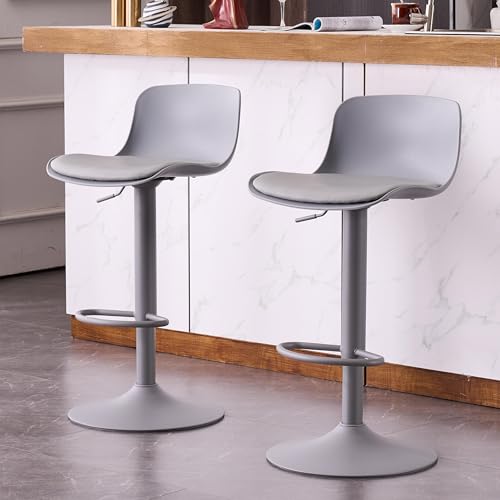 Kidol & Shellder Barhocker 2er Set Höhenverstellbar & Drehbar – Gepolsterte Kunstleder-Sitzfläche mit Rückenlehne Barhocker, Fußstütze & Robuster Metallrahmen für Küchenhocker,Grau Kidol & Shellder Barhocker 2er Set Höhenverstellbar & Drehbar – Gepolsterte Kunstleder-Sitzfläche mit Rückenlehne Barhocker, Fußstütze & Robuster Metallrahmen für Küchenhocker,Grau von Kidol & Shellder