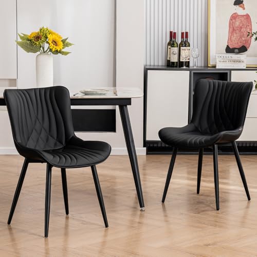 Kidol & Shellder Esszimmerstühle aus Kunstleder, gepolstert, Mitte des Jahrhunderts, moderner Küchen- und Esszimmerstuhl mit Rückenlehne, Wohnzimmerstuhl mit Metallbeinen, Schwarz, 2 Stück Kidol & Shellder Esszimmerstühle aus Kunstleder, gepolstert, Mitte des Jahrhunderts, moderner Küchen- und Esszimmerstuhl mit Rückenlehne, Wohnzimmerstuhl mit Metallbeinen, Schwarz, 2 Stück von Kidol & Shellder