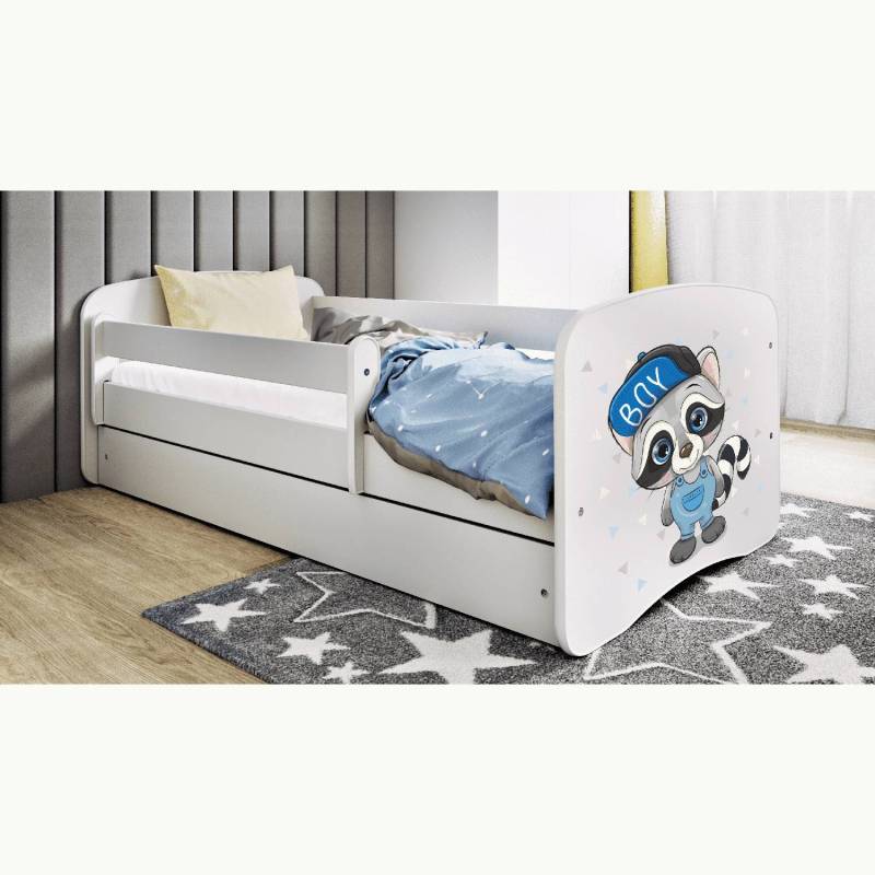 home24 Kinderbett Waschbär 70 x 140cm mit Lattenrost & Matratze Weiß/Weiß von home24