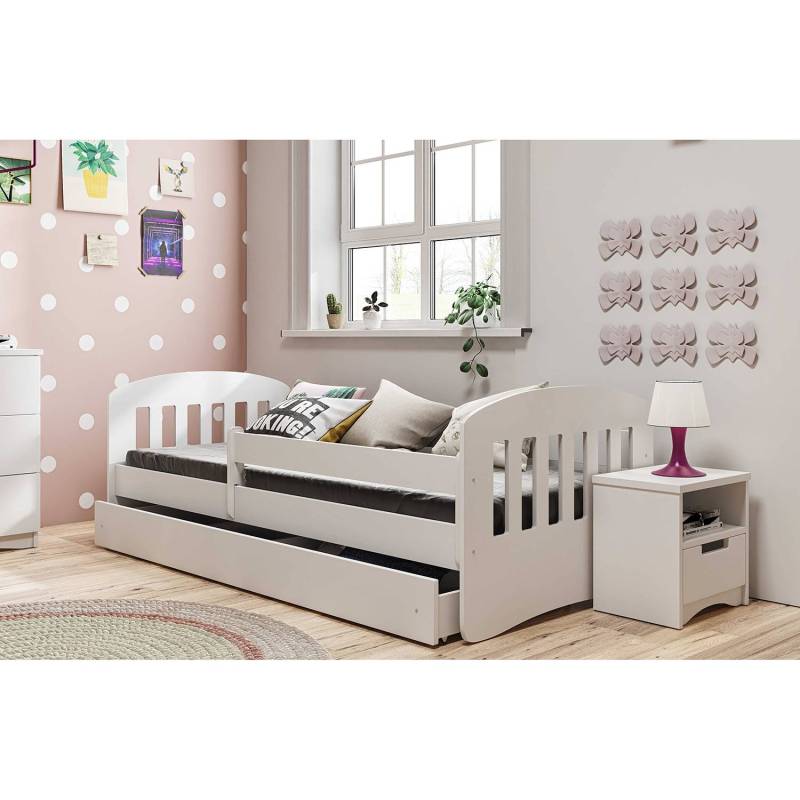 home24 Kinderbett Basic I 80 x 160cm mit Lattenrost & Matratze Weiß von home24