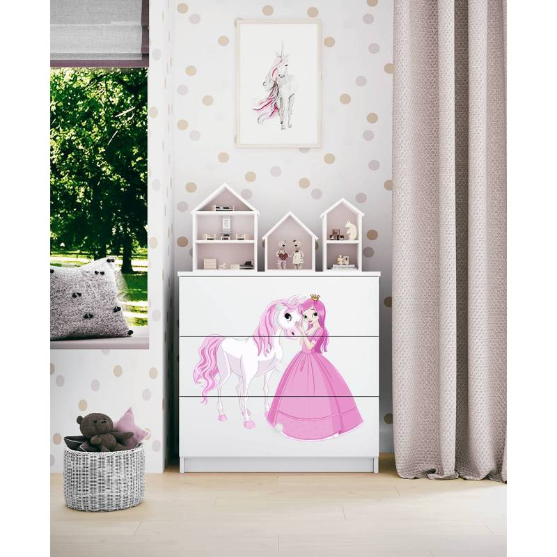home24 Kommode Prinzessin 81 x 81 x 41cm Weiß/Weiß/Rosa von home24