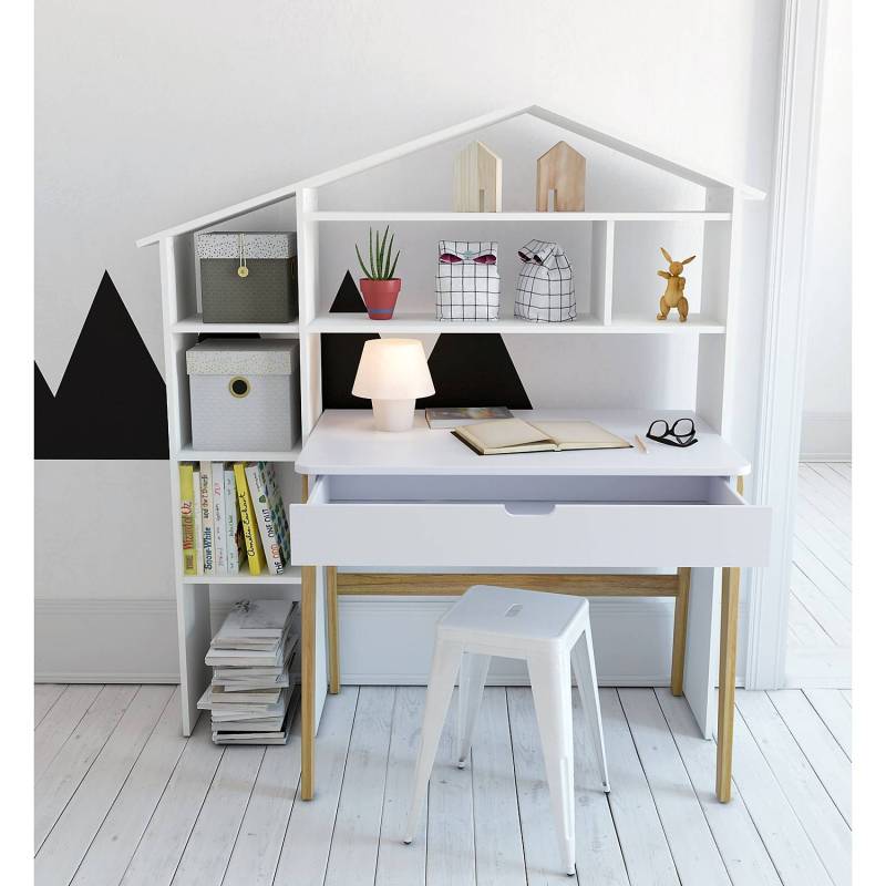 home24 Schreibtisch Liam 100 x 77 x 65cm Weiß von home24