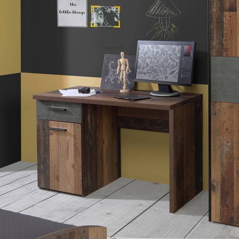 home24 Schreibtisch 110 x 76 x 60cm Braun von home24