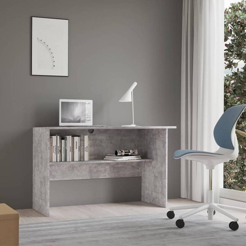 home24 Schreibtisch 110 x 72 x 65cm Grau von home24