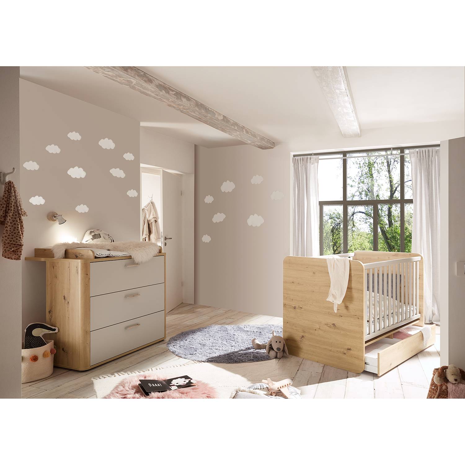 home24 Schubkasten inkl. Boden 139 x 22 x 40cm Braun von home24