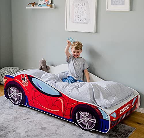 Autobett 140x70 Spielbett Kinderbett mit Lattenrost 70 x 140 Bett Kinder Rennfahrer Spider von Kids Collective