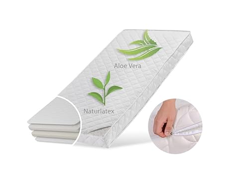 Kids Collective Babymatratze 60x120 cm Latex Deluxe mit Aloe Vera-Bezug und Zwei Härtegraden, 10 cm hoch, Babymatratze 60 x 120 Matratze für Babybett Kinderbett, Körpergewicht bis 60kg von Kids Collective